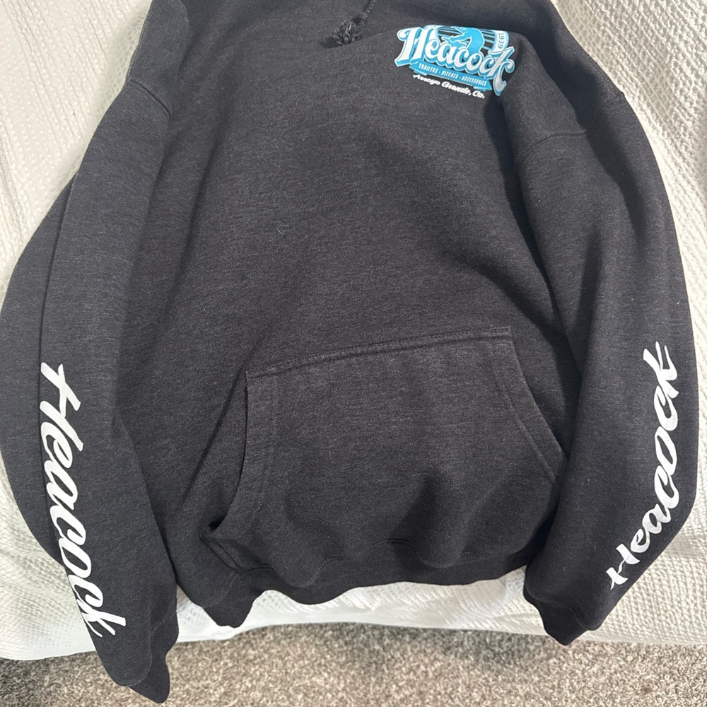 Black Heacock Hoodie with Blue Logo